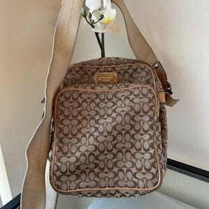 Coach Vintage Brown and Tan Small Monogram Crossbody Bag